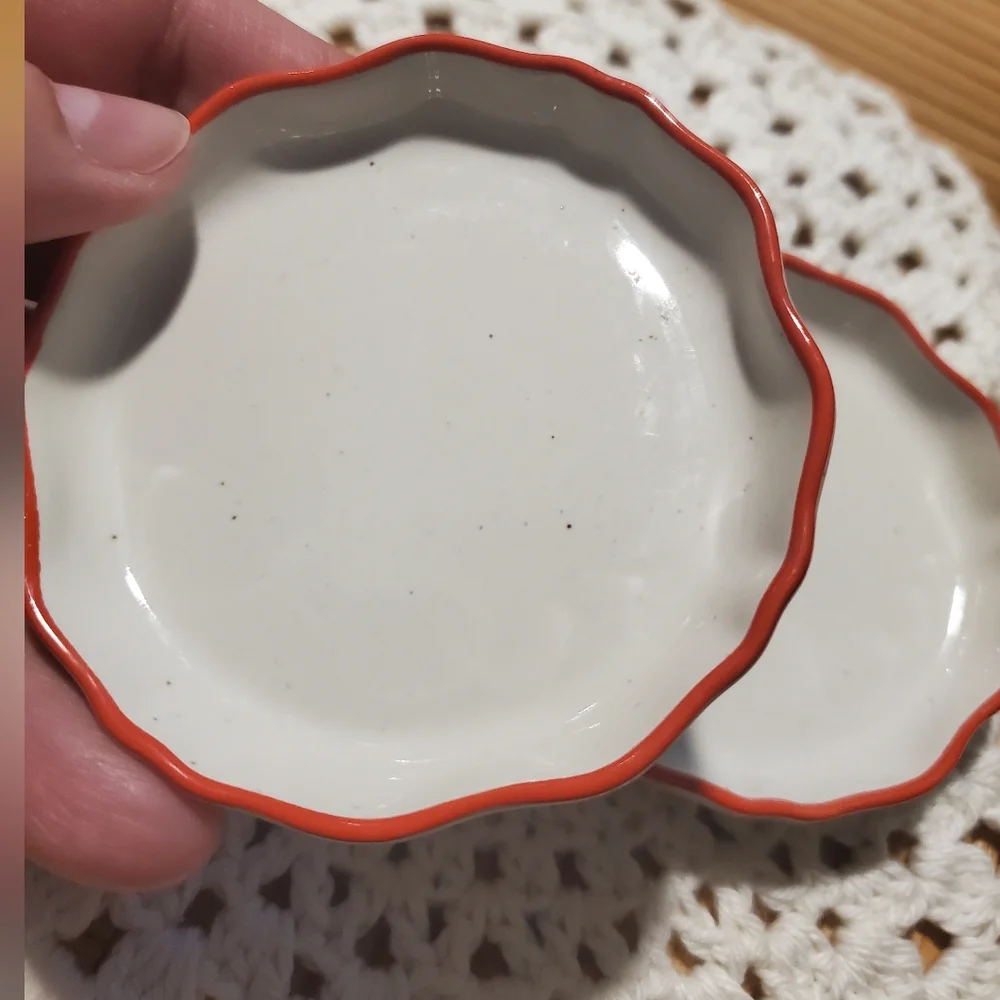 Irregular Edge Recycled Ceramic Trinket Dish Cream/Orange - Hearth & Hand™ with